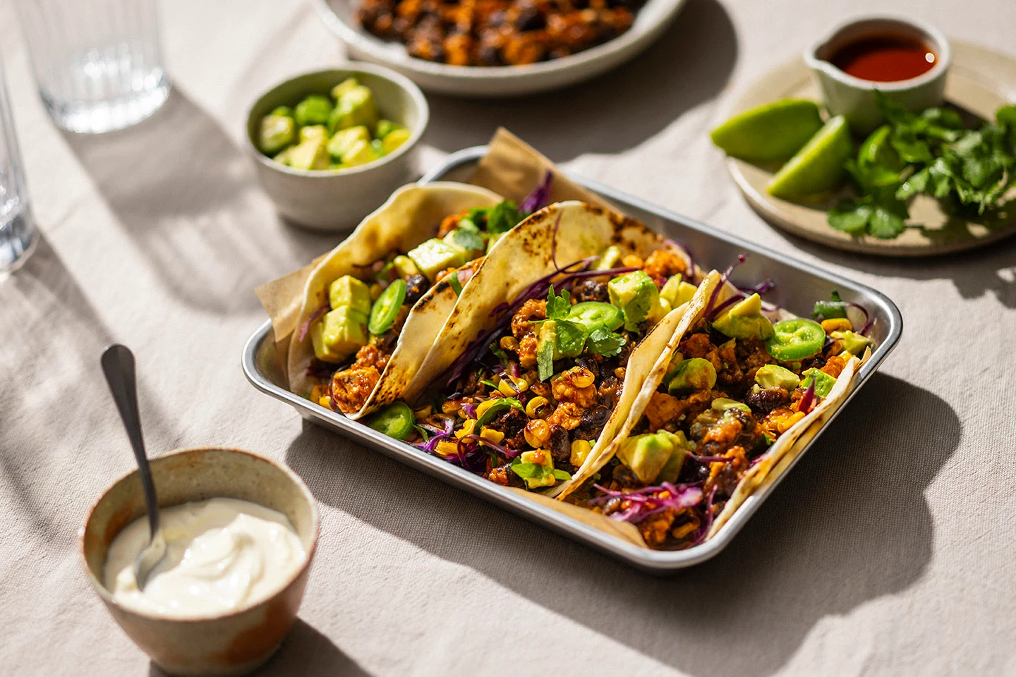Charred Corn & Sofritas Tacos