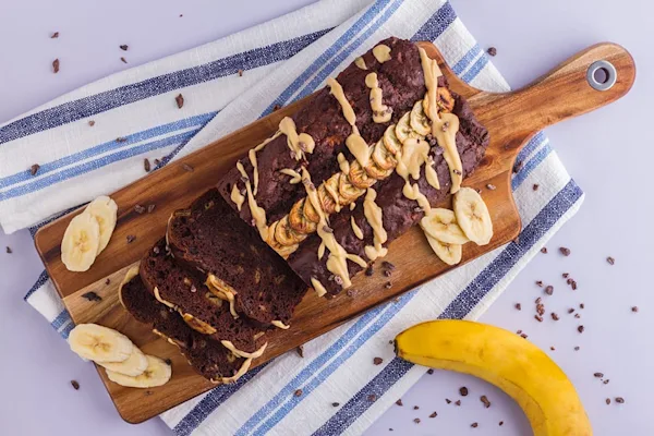 Healthy Chocolate Peanut Butter Banana Bread Recipe - Hero image