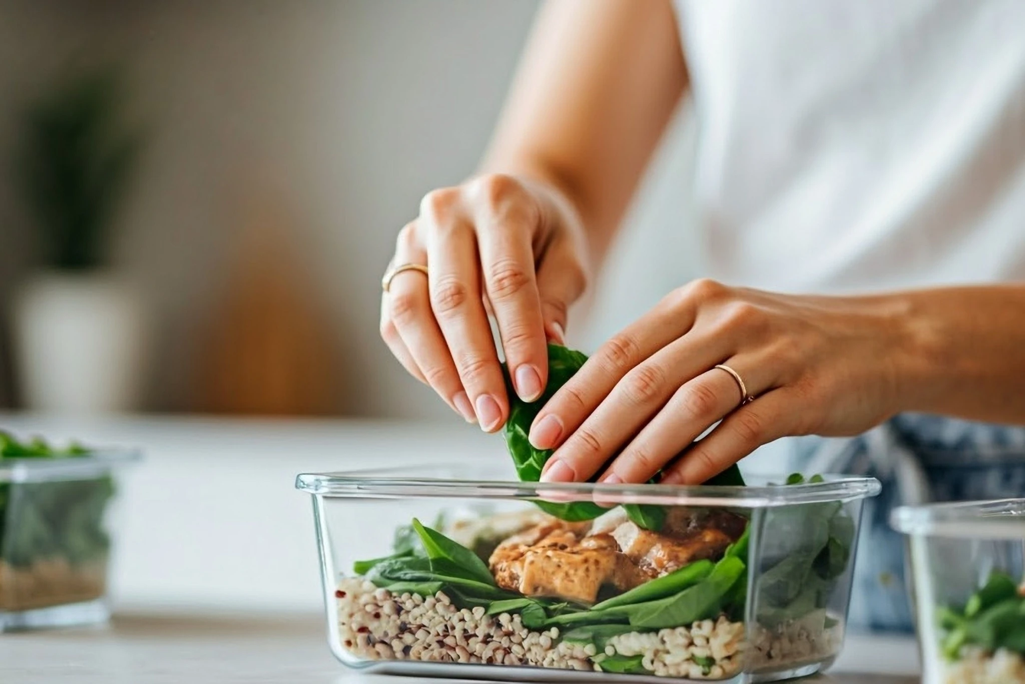 Hands doing meal prep