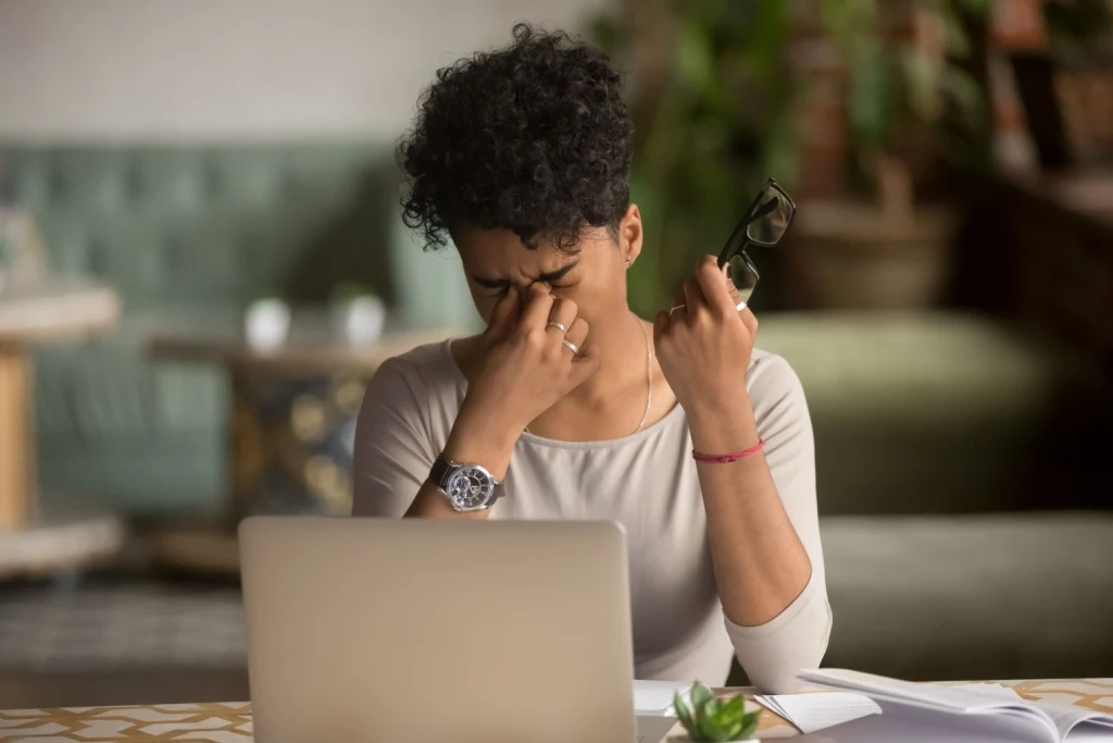 Tired woman at work